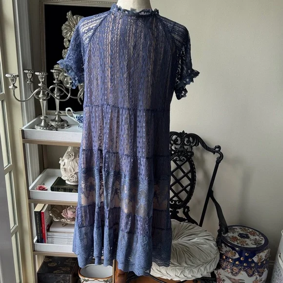 Sundance Navy Lace Midi Dress - Picture 4 of 7